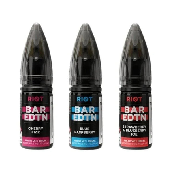 Riot Squad Bar Edition Nic Salt 10ml E-liquids - Box of 10 - Strawberry Blueberry Ice -Vape Area UK